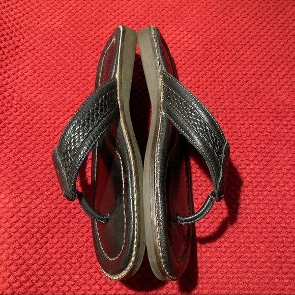 TOMMY BAHAMA Sz 10D Anchors Away Leather Thong Flip Flops Flat Shoes - Picture 8 of 11